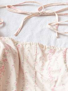 Flirla Set de 2 piezas Conjunto romántico con estampado de flor pequeña en talla grande - Multicolor - Ver 7