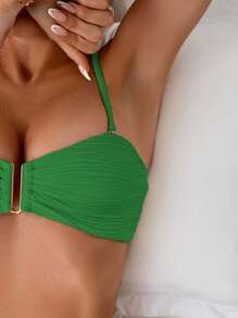 SHEIN Swim Women's Beach Summer Swimsuits Sets - Green - View 4