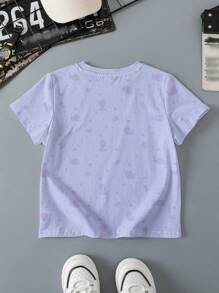 Unico X SHEIN Young Boy Summer Casual Unicorn Print Round Neck Short Sleeve T-Shirt