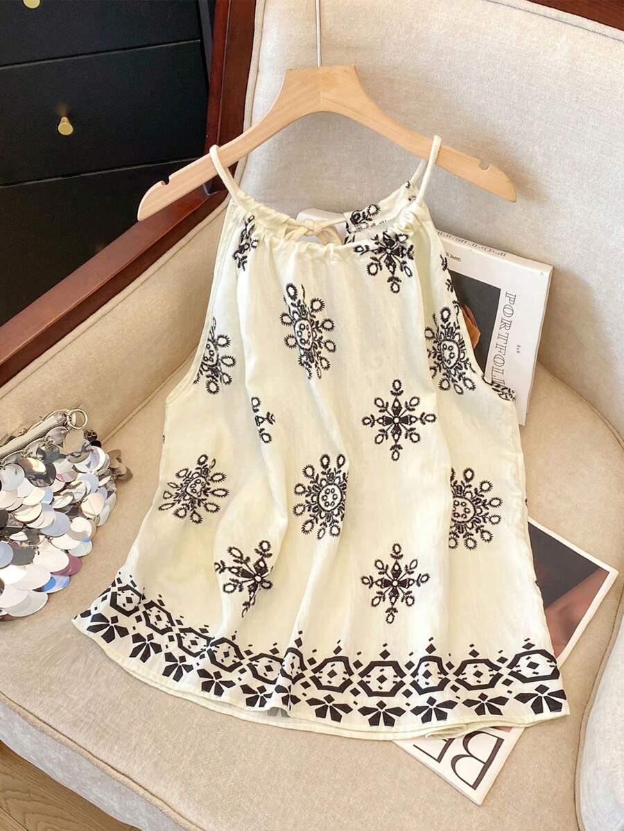 SHEIN Women Geometric Print Camisole - Apricot - View 1