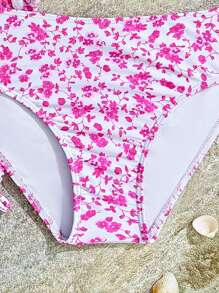 SHEIN 青少年女孩随机印花泳衣三件套儿童泳衣 - 彩色 - 查看 3