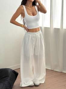 INAWLY Women Two Pieces Outfits For Daily Wear - White - View 3