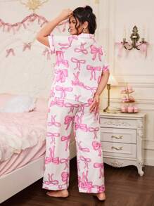 SweetSlumber Plus Size Sweet Romantic Bow Print Pajama Set