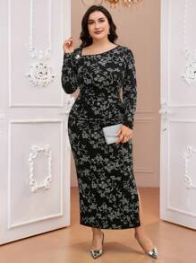 Modelyn Plus Size Simple Long Sleeve Dress, Fashionable Design For Summer