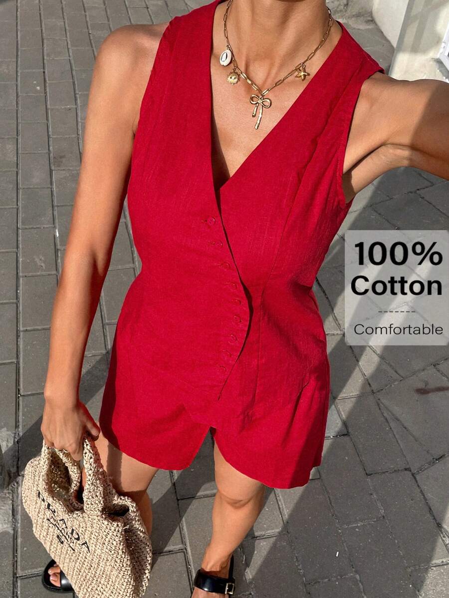 SHEIN Essnce Women Two Pieces Outfits For Daily Wear - Red - View 1