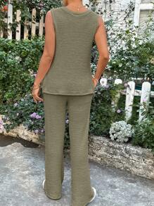 SHEIN Maternity Two Pieces Suits Summer - Army Green - View 2