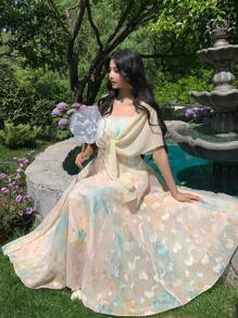 DAZY 女士中长款网纱连衣裙，时尚百搭，适合夏季度假穿着，也适合复活节等节日穿着。 - 綠色 - 查看 7