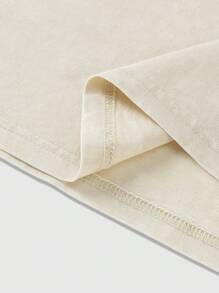 ROMWE MEN Casual 男士休闲百搭纯色短袖T恤，夏季 - 杏色 - 查看 5