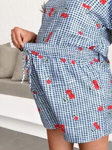 SHEIN Maternity Two Pieces Suits - Blue - View 3
