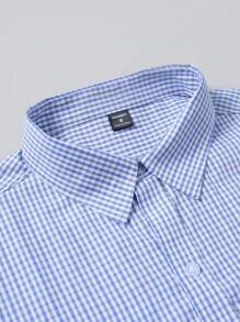 Manfinity Mode 男士休闲格子前扣长袖衬衫 - 彩色 - 查看 5