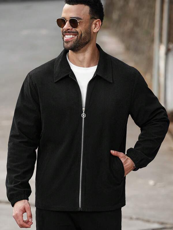 Manfinity Homme Plus Size Men's Summer Jacket , Fashion , Corduroy, Fall/Winter