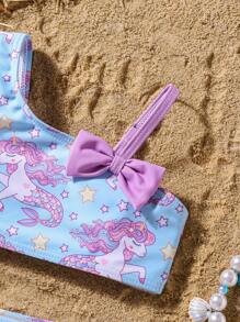 Random Print Baby Girls Fashion Two-Piece Swimsuit, Suitable For Summer - Multicolor - View 7