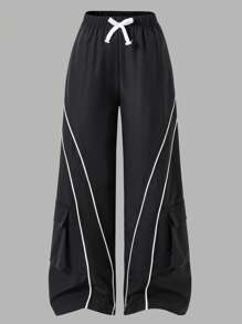 男童拉链宽松工装长裤 - 黑色 - 查看 3