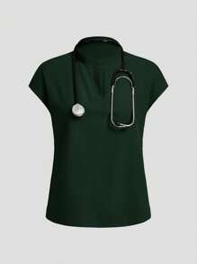 TaskEZ 纯色立领上衣和系带口袋裤手术服套装