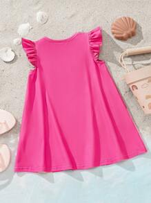BABY SHARK X SHEIN Đầm tay ngắn họa tiết đại dương dễ thương cho bé gái - Nhiều màu - Xem 2