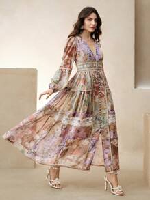 Anewsta 优雅蕾丝印花连衣裙，适合春季、节日、假日、海滩、度假