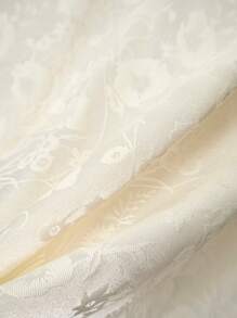 SHEIN LUNE Plus Size Elegant High Collar Button Placket Slit Short Sleeve Top And Shorts Set - Apricot - View 4