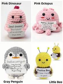 1pcMini Funny Positive Bees, Emotional Support Positive Potato Creative Gift, Handcrafted Crochet Bee Party Decor With Inspirational Card, Versatile Tabletop Or Car Ornament, Express 'I Believe In You' To Friends And Family Birthday
