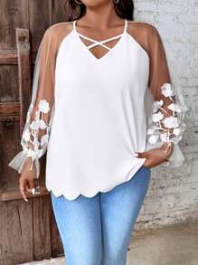 SHEIN Clasi 女士加大码纯色休闲上衣，适合夏季