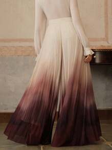 Anewsta 优雅渐变色褶饰女裤 - 彩色 - 查看 2