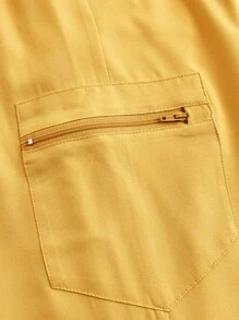 TaskEZ Conjunto de uniforme de scrubs con top de manga corta y pantalones de unicolor simple - Amarillo Mostaza - Ver 7