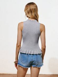 Lumivelle Women's Retro Versatile Layered Knitted Top - Grey - View 2