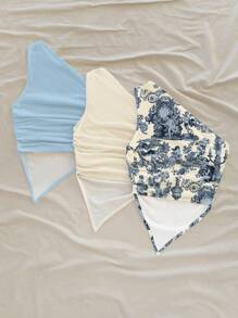 Soleia 3 件套复古不对称下摆花卉印花不对称领口衬衫，复古度假海岛风格，休闲性感可爱椰子女孩波西米亚音乐节风格，适合夏季 - 彩色 - 查看 2