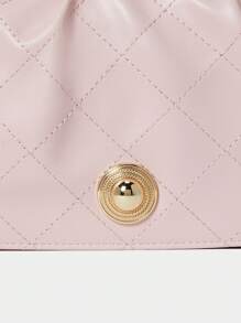 SHECARRY Bolsa de mão minimalista elegante com decoração de metal para mulheres, bolsa de armazenamento casual diária - Rosa - Ver 5