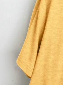 EMERY ROSE 大码女式V领短袖休闲宽松T恤 - 黃色 - 查看 4