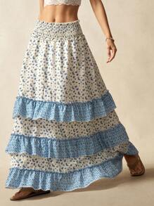 Bohemela Woven Print Loose Women Skirt