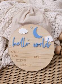 SHEIN Newborn Baby Milestone Wooden Plaque Decor, "Hello World" Infant Birth Announcement Sign - Multicolor - View 4