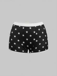 ROMWE Grunge Punk 3pcs/Pack Dark Punk Star Printed Briefs - Black - View 9