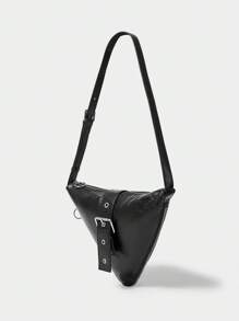 SHECARRY 时尚百搭简约三角形休闲单肩包 - 黑色 - 查看 2