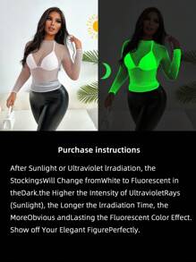 Zolique Áo lưới tay dài trong suốt màu trơn thời trang - trắng - Xem 3