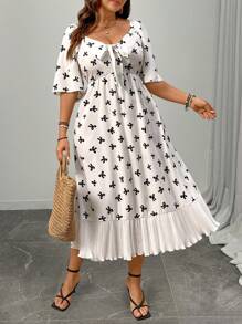 Celure Vestito oversize a maniche corte con fessure e ampia gonna