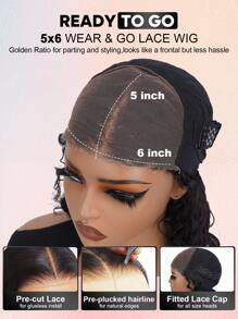 ALL READY WIG Wear And Go Glueless Wig Bob Wig Water Wave Human Hair 5x6 Lace Closure Wigs Human Hair Wigs For Women Human Hair Glueless Wigs With Pre-Baby Hair 5x6 Closure Wigs Human Hair Pre Plucked Bob Vacation Outfits Travel Festival Prom Outdoor Cosplay Campus School Beach Wedding Camping Holiday Outfits Summer Outfits Vacay Vibes Charm Elegant Casual Y2k Fashion Styles Ss25 Keywords - Natural Black - View 7