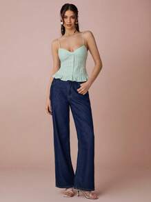 Enchnt Top romantic de primăvară/vară pentru femei, verde mentă, cu fundă pe piept, cu tiv cu volane, drăguț, dulce, sexy și la modă, pentru vacanță, întâlniri, sărbători, petrecere, absolvire și invitați la nuntă, concerte, festivaluri, femei de Paște, topuri de vară pentru femei, vară - Verde - Vizualizare 6