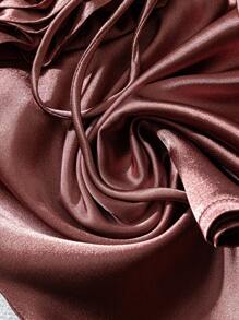 Women's Satin Solid V-Neck Ruffle Detail Bowknot Decor Camisole Tank Top, Summer - Coffee Brown - View 5