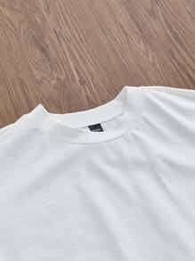 SWAVVY Standard Fit Men's White Boxy Cropped T-Shirt, Summer - White - View 5