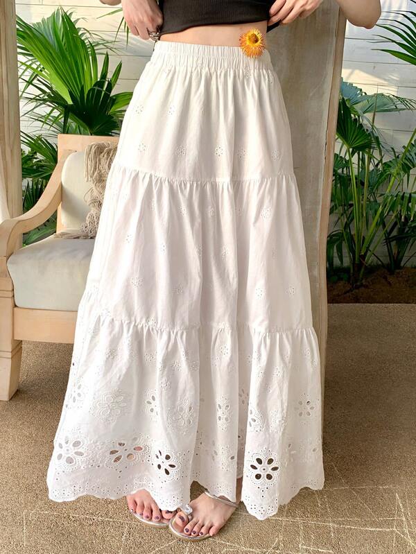 DAZY Women's Solid Color Pleated A-Line Skirt, Fashionable For Summer