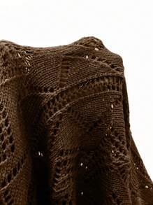 Calvaya Plus Size Women's Fashion Single-Breasted Long Cardigan Sweater, Casual Knitted Mid-Length Open Front Coat - Coffee Brown - View 7