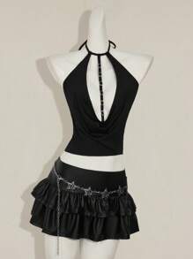 SHEIN ICON 女士纯色镂空时尚背心，适合夏季