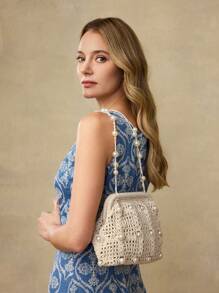 MOTF PREMIUM 仿珍珠钩针斜挎包 - 白色 - 查看 5