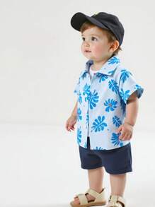 Chemise décontractée pour bébé garçon avec motif blocs de couleurs, col revere, manches courtes et boutons, convient pour le port quotidien, les fêtes et les occasions sociales. Chemise d'été pour bébé garçon, vêtements d'été pour bébés garçons, cardigans pour tout-petits, 6 mois - 3 ans - Multicolore - Voir 4