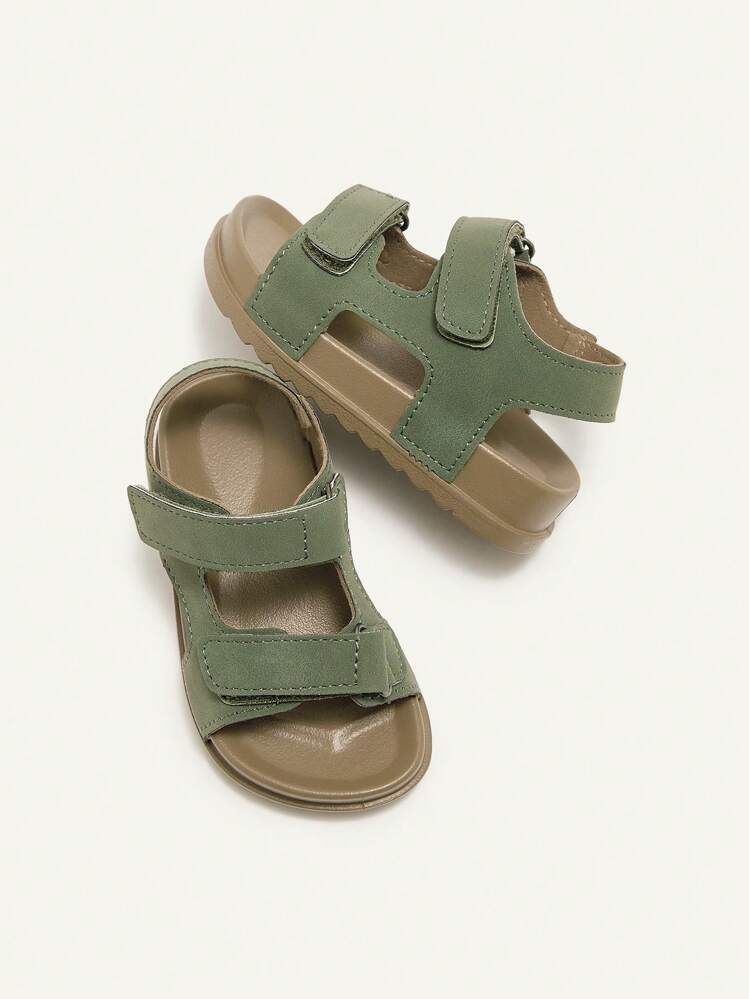 Cozy Pixies 1 Pair Kids Summer Casual Hook-And-Loop Green Military All-Match Fashion Versatile Boys Toddler Soft Bottom Flat Sandals - Army Green - View 8