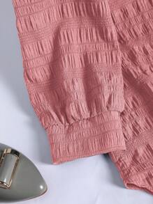 Modelyn 女士纯色纽扣半襟长袖褶裥衬衫