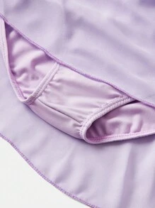 SHEIN Tween Girls Activewear Lightweight, Elastic Four-Seasons Lavender Chiffon Princess Cut Leotard, Dance Dress, Tulle Skirt, Ballet Ensemble - Mauve Purple - View 4