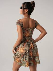 SHEIN ICON Váy Mini In Họa Tiết Cho Nữ, Thời Trang Mùa Hè - Nhiều màu - Xem 2