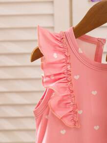 SHEIN Playful Pals 3件組女嬰象牙粉&白色甜美花卉印花短袖連身褲 夏季可愛休閒極簡主義吊帶褲 適合單身派對度假&外出 - 彩色 - 查看 5