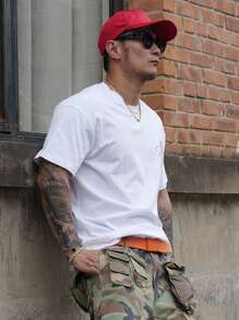 DAZY Men Heart Print Round Neck Short Sleeve Tee - White - View 3